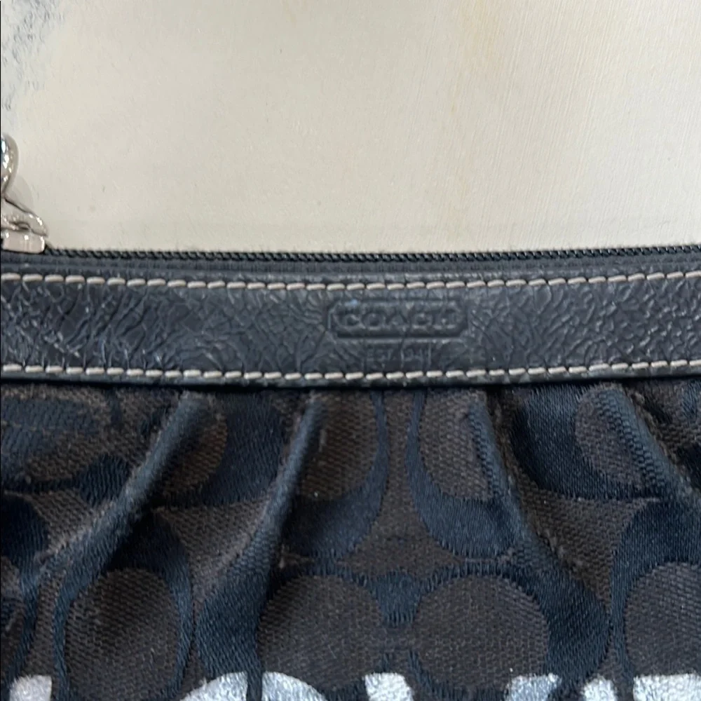 Coach Black Wristlet with Silver LOVE Print, upstyled